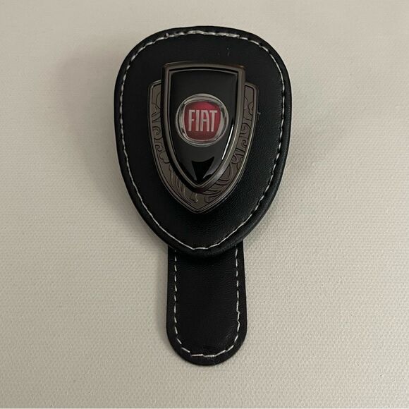 Fiat Sunglass Holder for Car with Logo Black PU Leather NWT - Picture 1 of 9